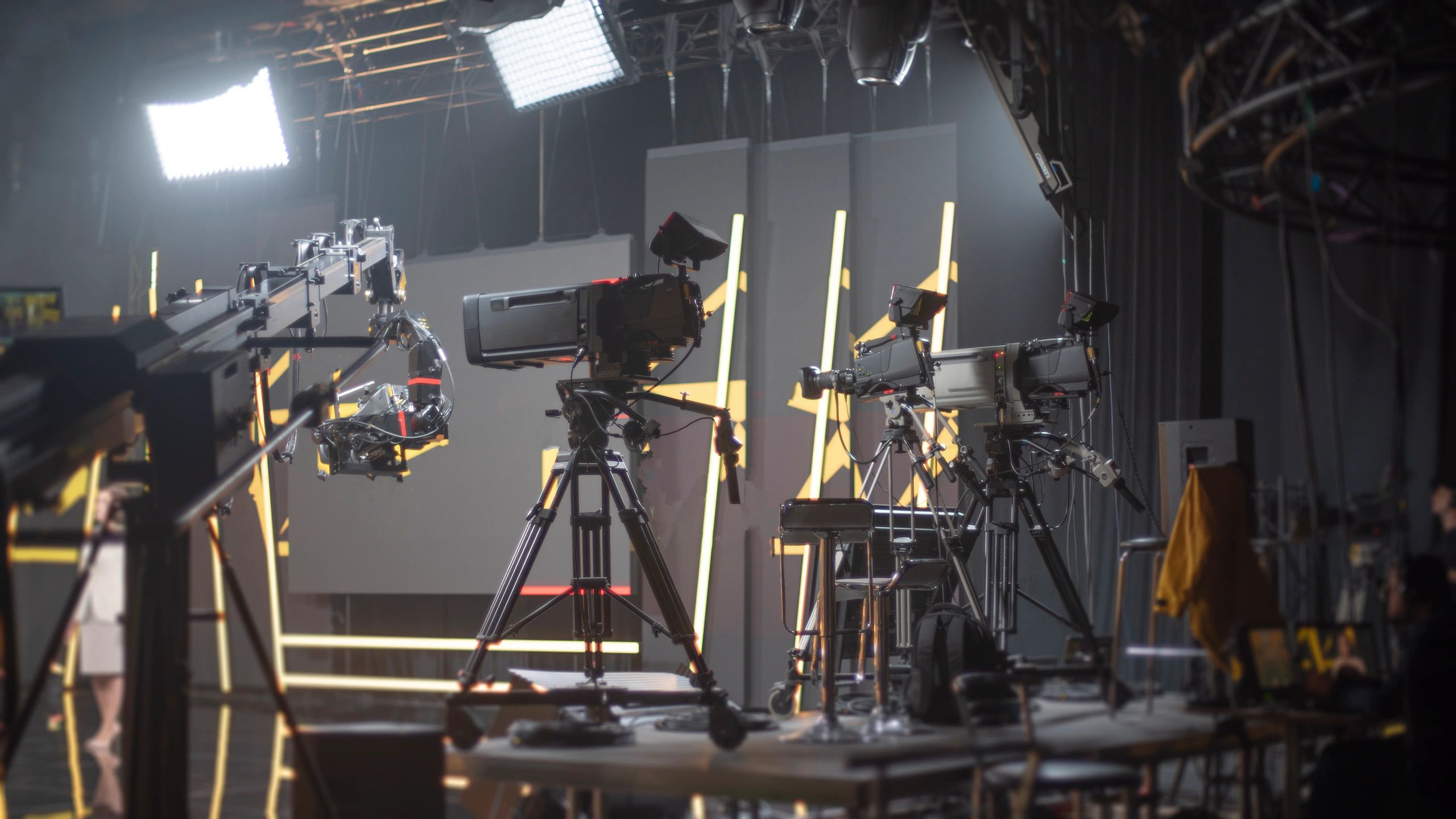 Professional display and equipment setup representing network and commercial technology installation